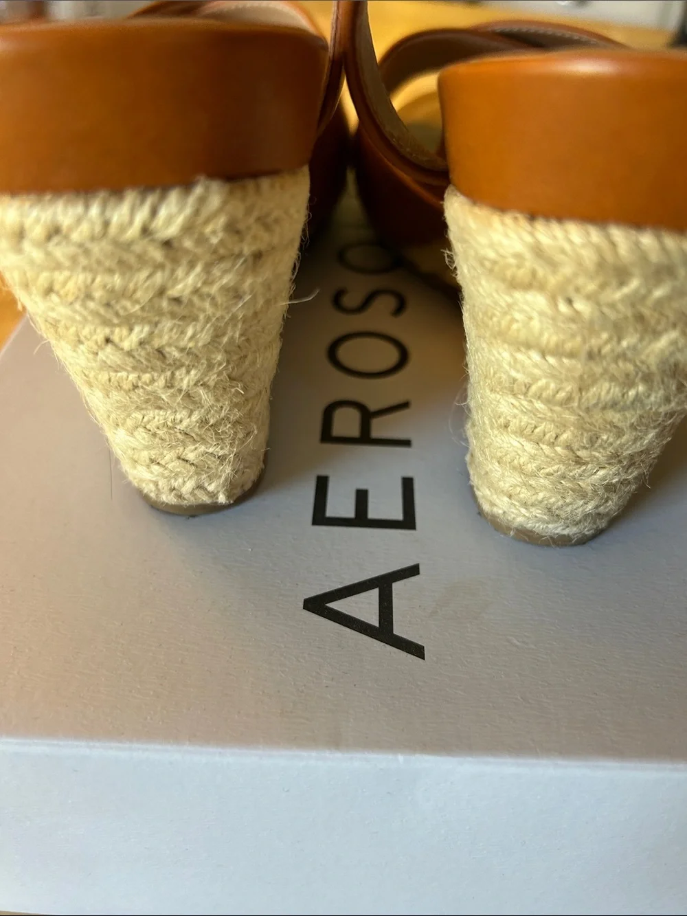 AEROSOLES Cognac Crisscross Ankle-Strap Sandals